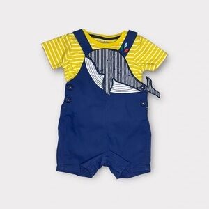 NWT, Boden, Blue and Yellow Whale Romper
